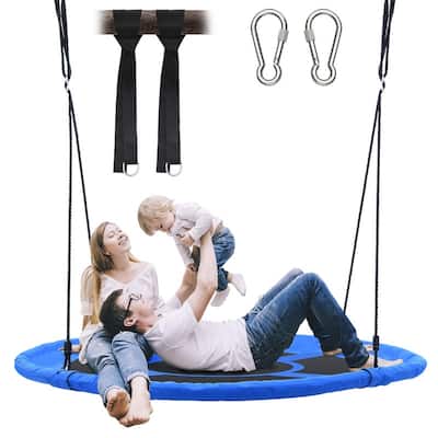Trekassy 60" Large Saucer Tree Swing for Kids Adults 900D Oxford Waterproof with 2pcs Hanging Straps - 60 inch