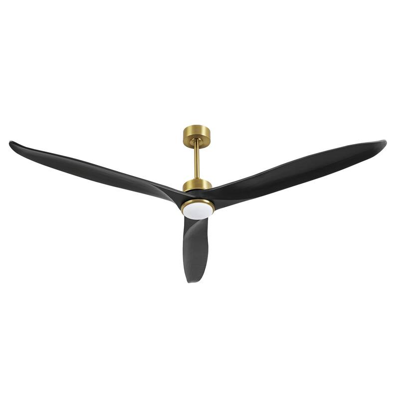 72" 3-Blade Solid Wood Ceiling Fan with LED Light and Remote Control