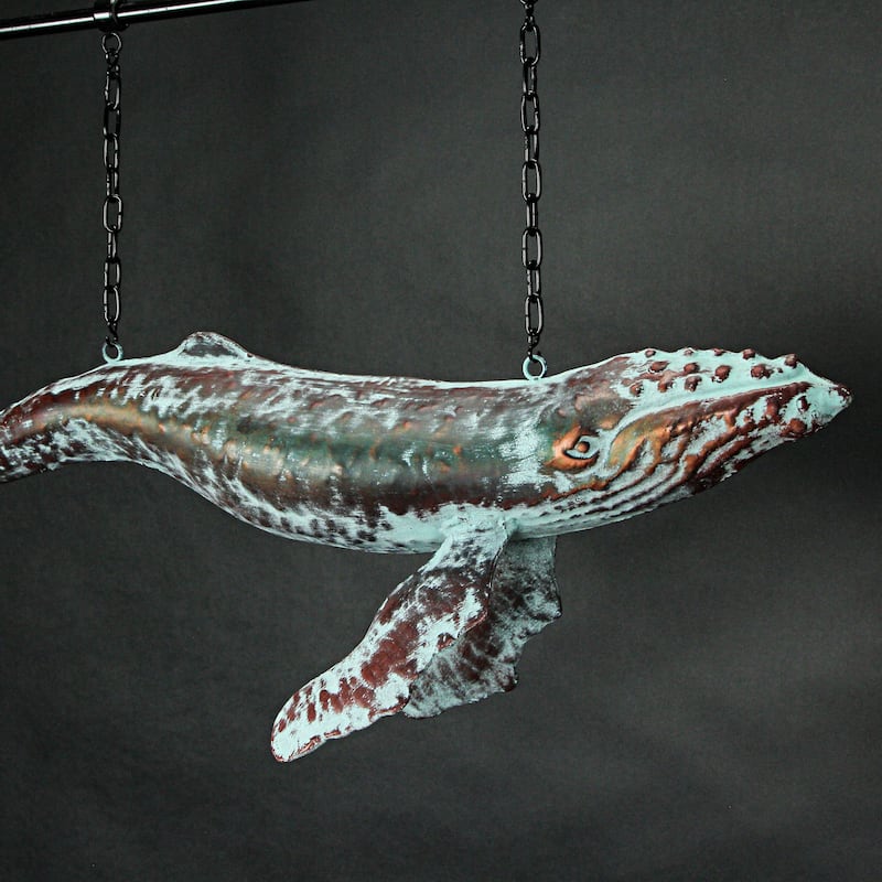 Metal Verdigris Copper Whale Wall Bracket Hanging Sculpture