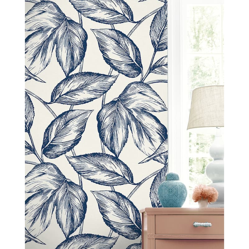 Seabrook Designs Beckett Sketched Leaves Unpasted Wallpaper