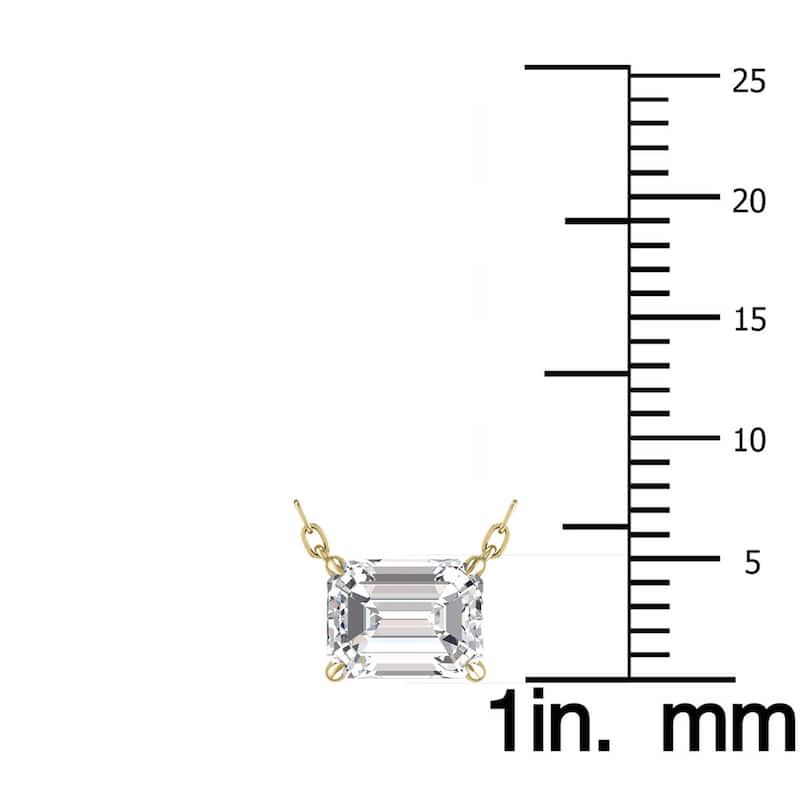 Marquee Lab Grown 1 Carat Floating Emerald Diamond Solitaire Pendant in 14K Yellow Gold