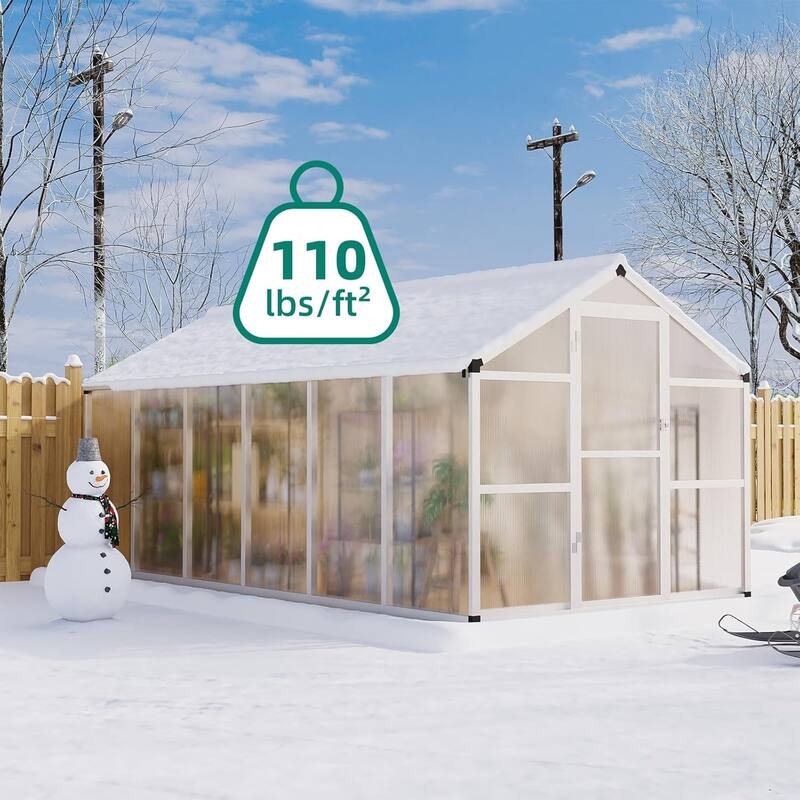 8x12 Ft Large Walk-In Outdoor Greenhouse Ideal For Winter Gardening In Backyard, Patio, And Lawn,Sliver - 8 x 12FT