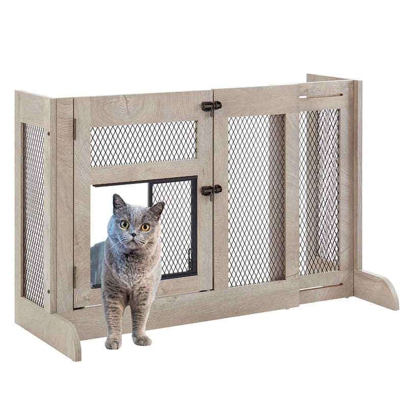 unipaws Free Standing Dog Gate with Cat Door