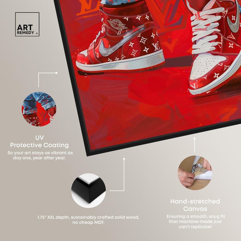 Bold Red Glam Sneakers Canvas by Art Remedy