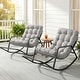preview thumbnail 10 of 20, Oversized Outdoor Papasan Rocking Lounge Chair with Thick Cushion, Heavy-Duty Metal Patio Rocker Recliner, 450 lbs Capacity Gray / 2 PCS