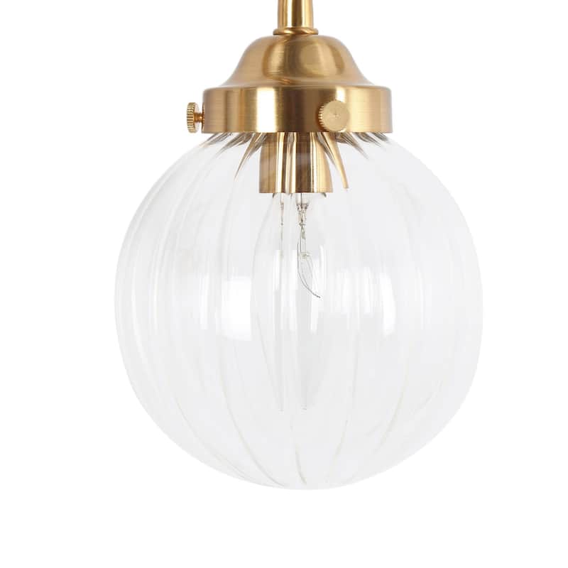 2/3/4-Light Black Gold Bathroom Vanity Light Modern Ribbed Glass Wall Sconces