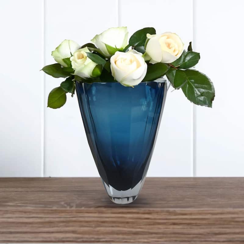 Royal Blue 11" Minimalist Cylinder Glass Vase for Elegant Modern Decor