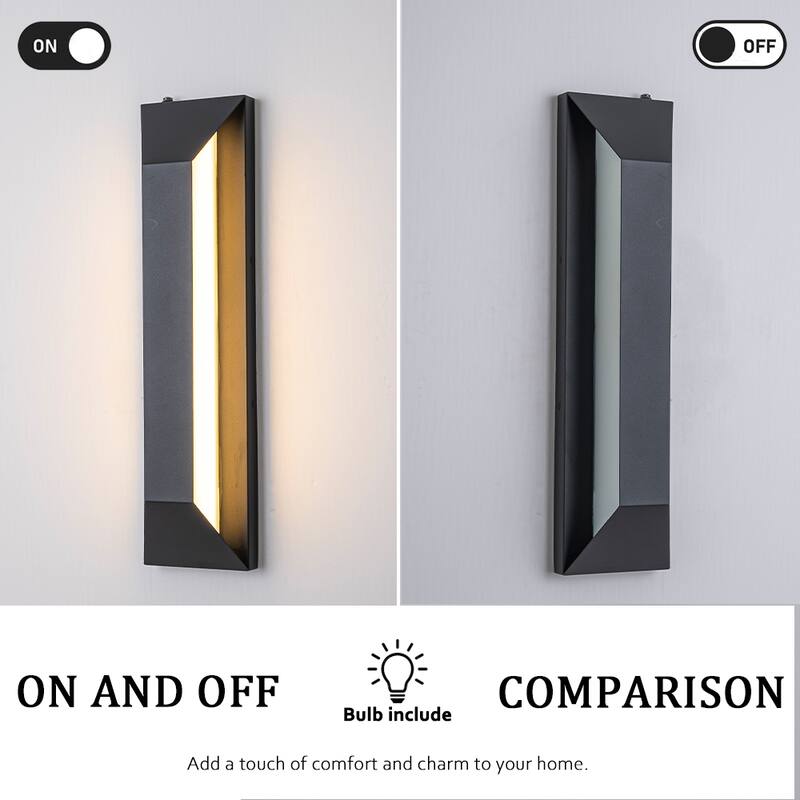 Large Dusk to Dawn Modern Outdoor Wall Light Exterior Wall Sconce with Black Trapezoid Design and Acrylic Shade(2 Pack) - W6"