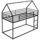 preview thumbnail 5 of 26, Twin House Bunk Bed with Slide, Ladder, and Guardrails, Metal Frame, Black