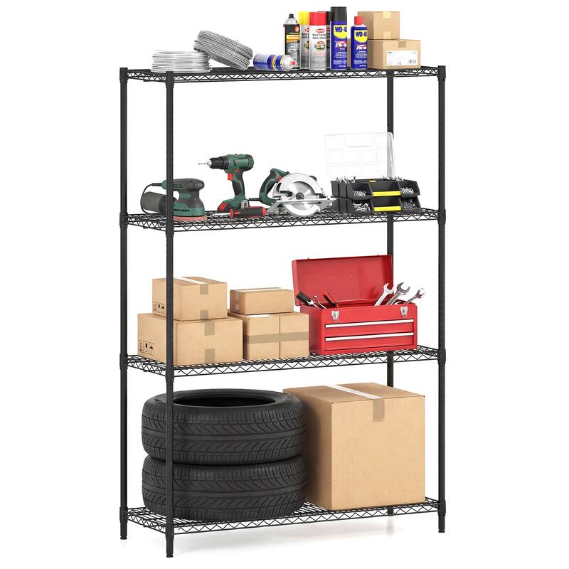 Gymax 4-Tier Metal Storage Shelving Unit Heavy-Duty Adjustable Utility - Black