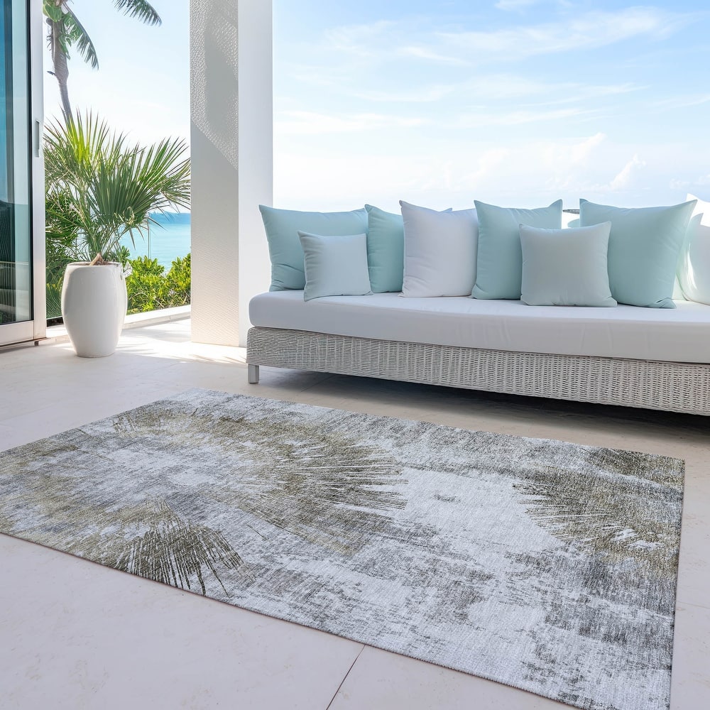 Machine Washable Indoor/ Outdoor Chantille Contemporary Starburst Rug
