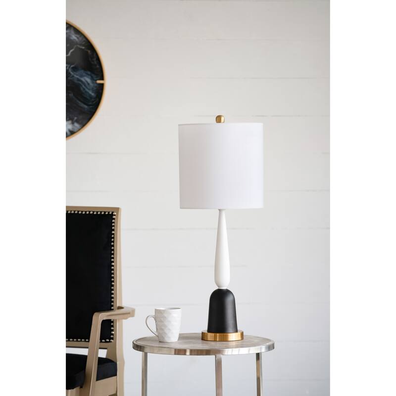 Metal Table Lamp Gold Black 11x11x30 Inch Minimalist Contemporary Design - Multicolor