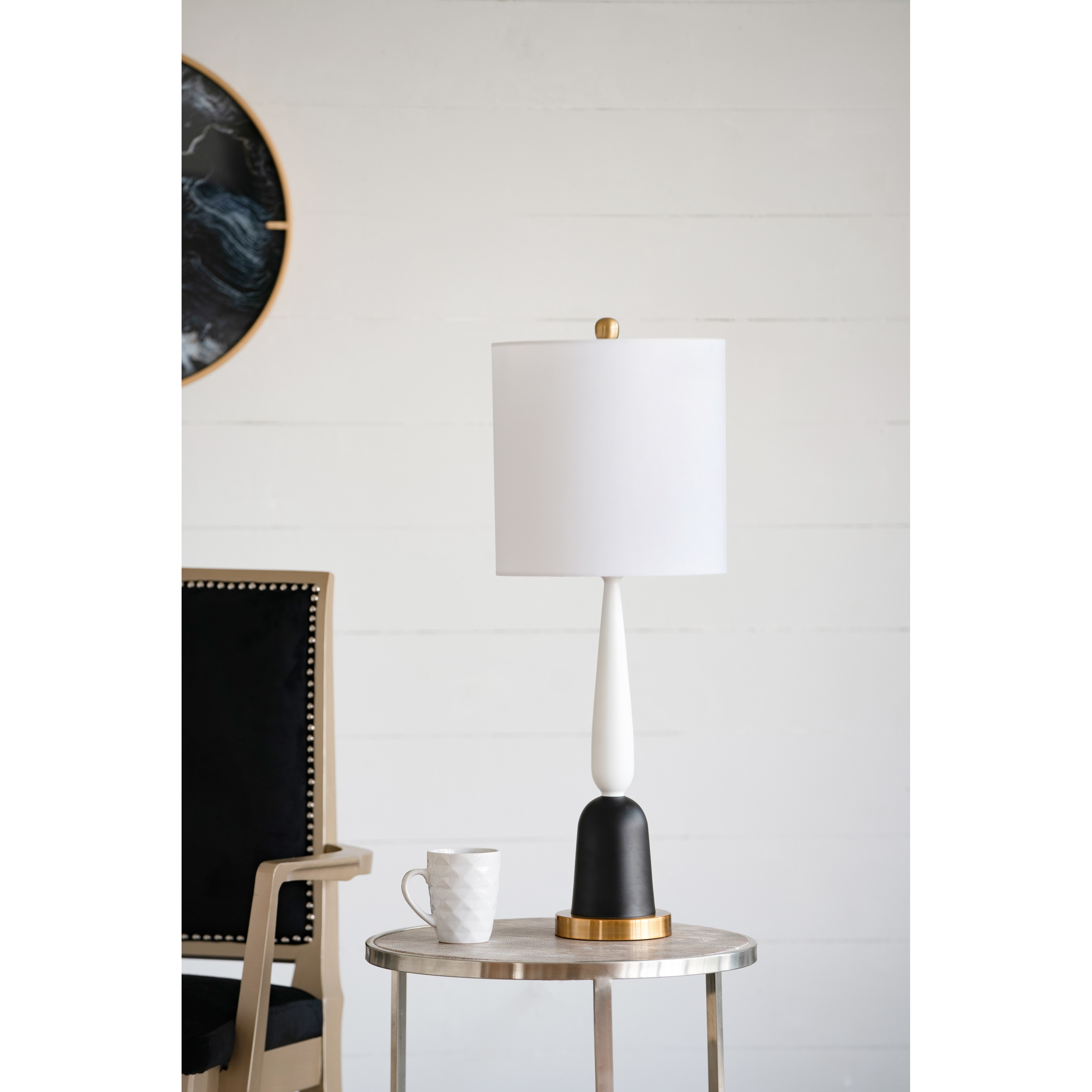 Metal Table Lamp Gold Black 11x11x30 Inch Minimalist Contemporary Design