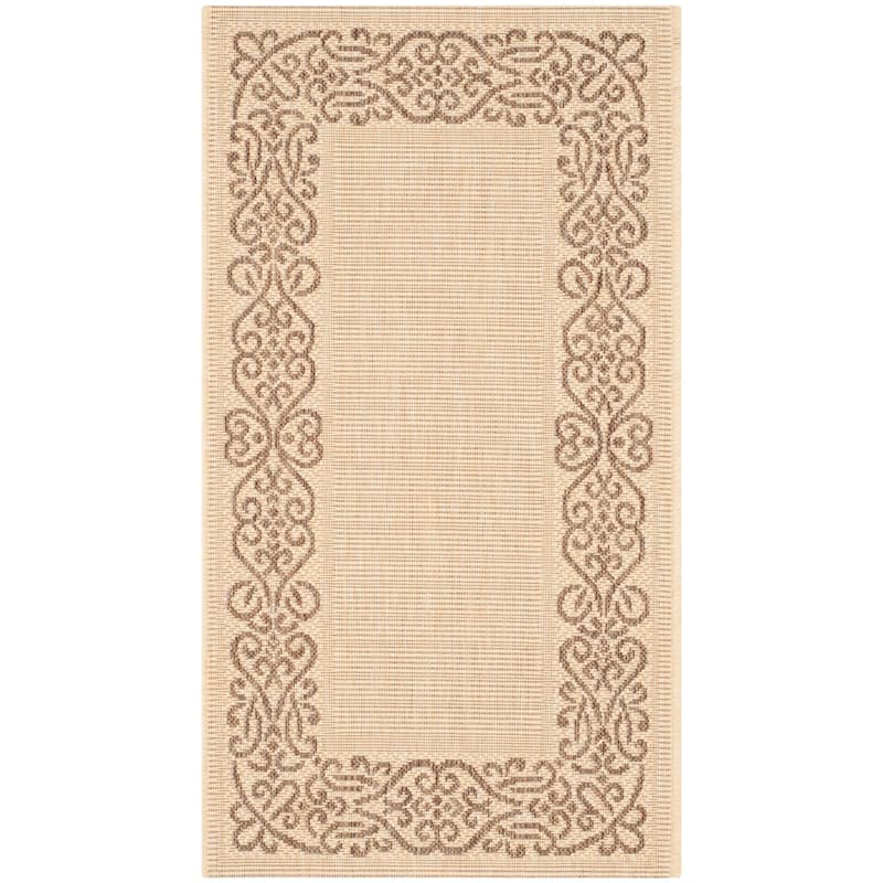SAFAVIEH Courtyard Marylou Waterproof Patio Backyard Rug - 2' x 3'7" - Natural/Brown