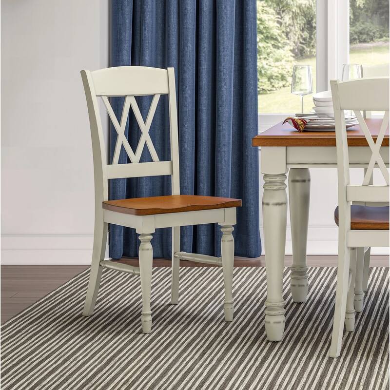 Monarch 5-Piece Rectangular Off-White Dining Table (with an 18" removable leaf) and Four Double X-back Chair Set by Homestyles