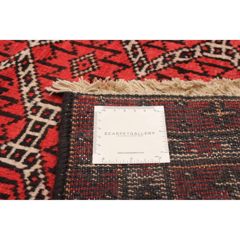 ECARPETGALLERY Hand-knotted Baluch Red Wool Rug - 3'8 x 6'2