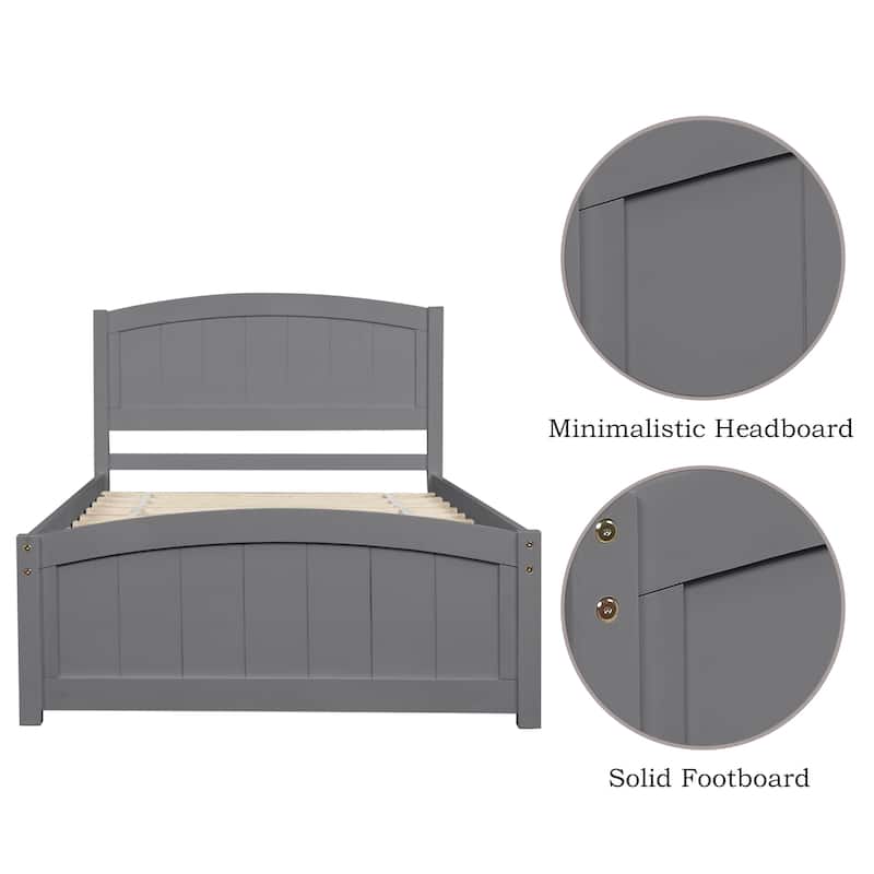 Wood Platform Bed with Headboard, Footboard