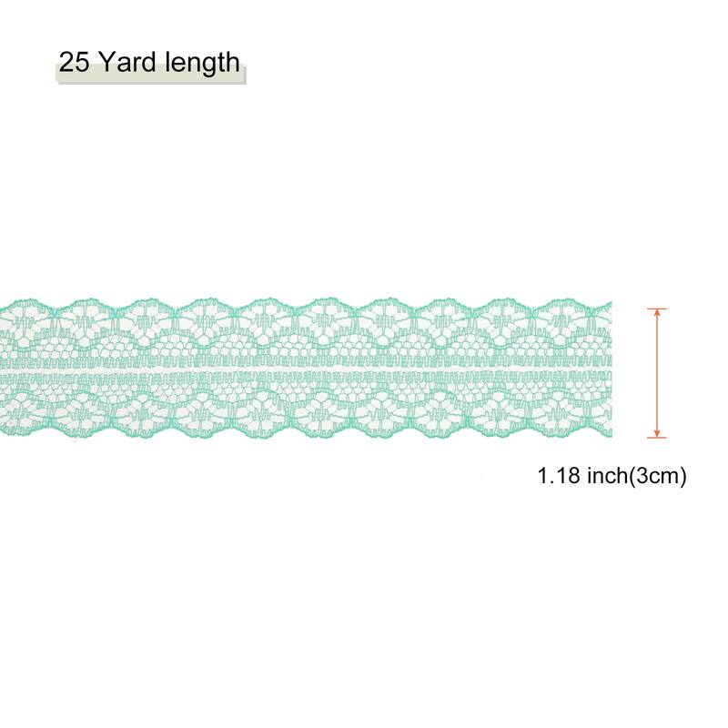 1.2 Inch Wide 25 Yard Lace Ribbon Floral Pattern Lace Trim Ribbon - Light Green - 25 Yard