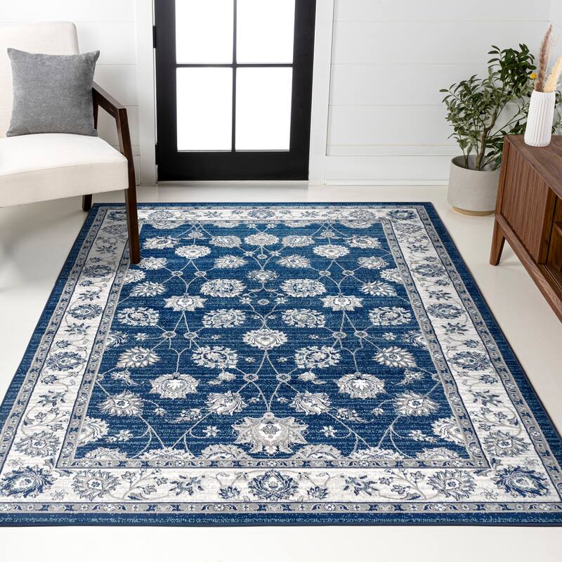 JONATHAN Y Traditional Persian Vintage Moroccan Area Rug - 2 X 8 - Navy/Light Grey