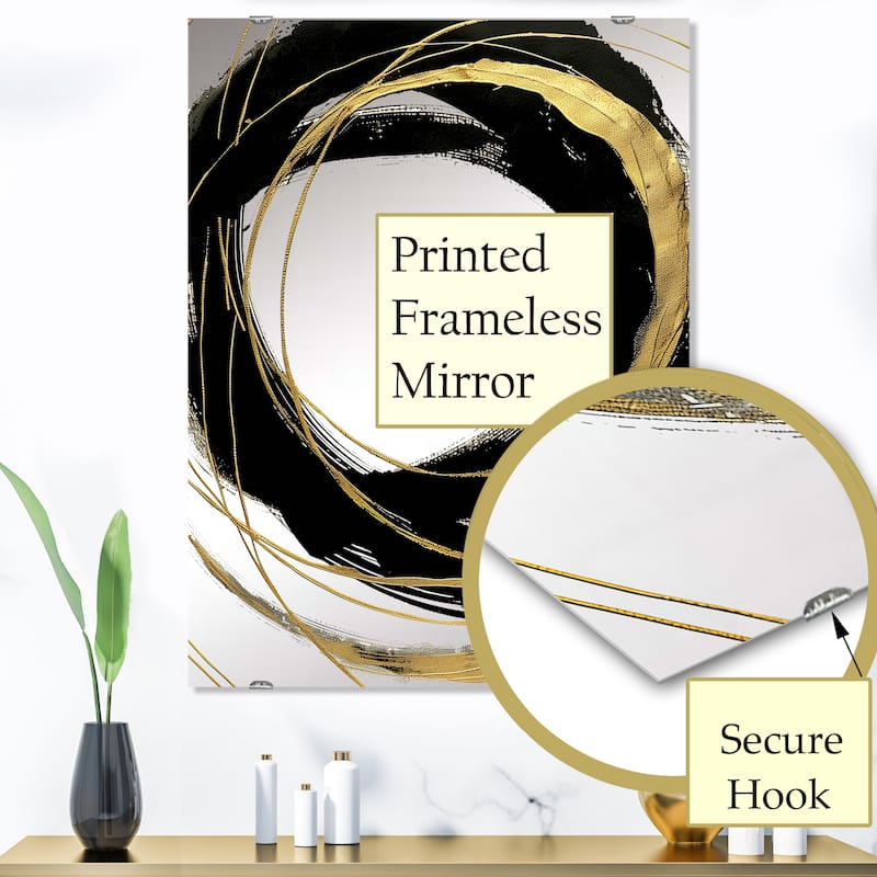 Designart 'Black & White 10' Glam Mirror - Vanity Printed Mirror