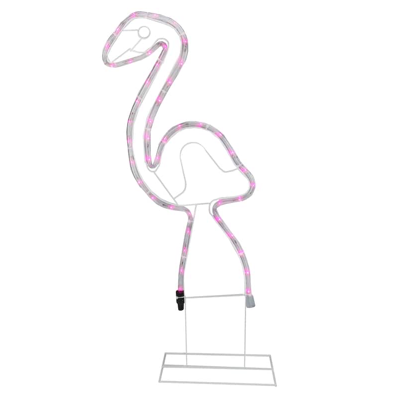 LED Rope Lighted Flamingo Silhouette Outdoor Summer Decoration - 24" - Pink Lights