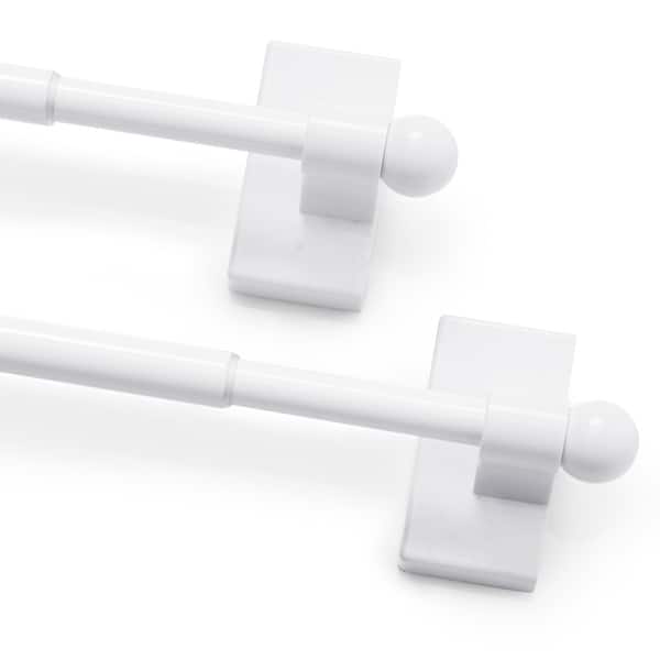 Magnetic Curtain Rod Hanging Rod for Door Curtain(Pack of 2) - 16-28 Inch - White