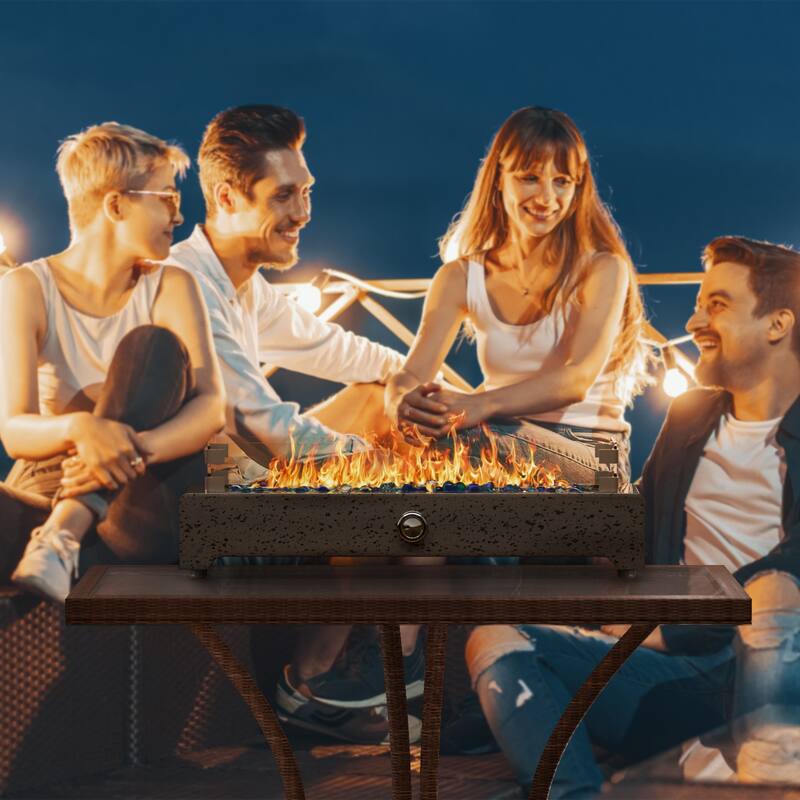 COSIEST Travertine Outdoor Patio Tabletop Fire Pit