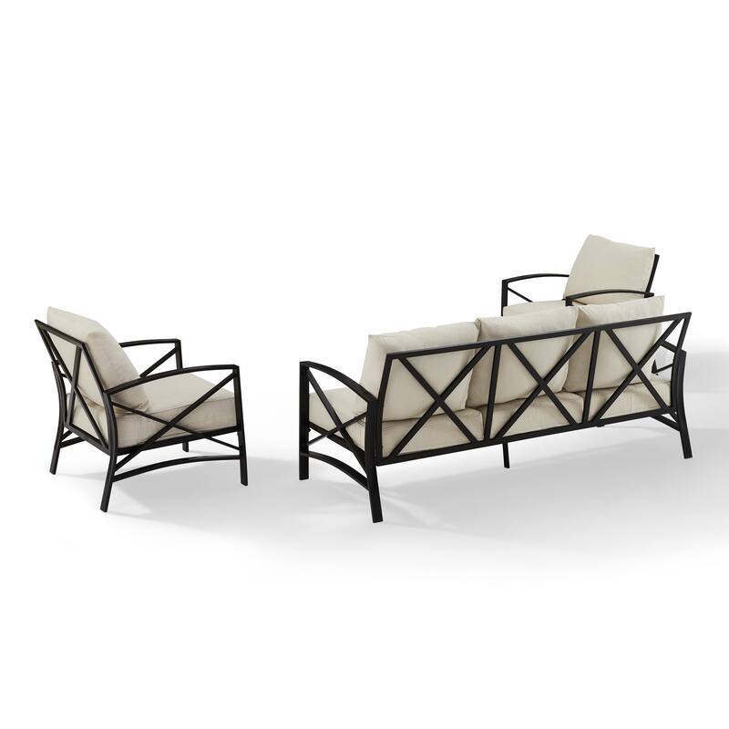 Crosley Kaplan 3Pc Outdoor Sofa Set - 147 W x 68.5 D x 32 H
