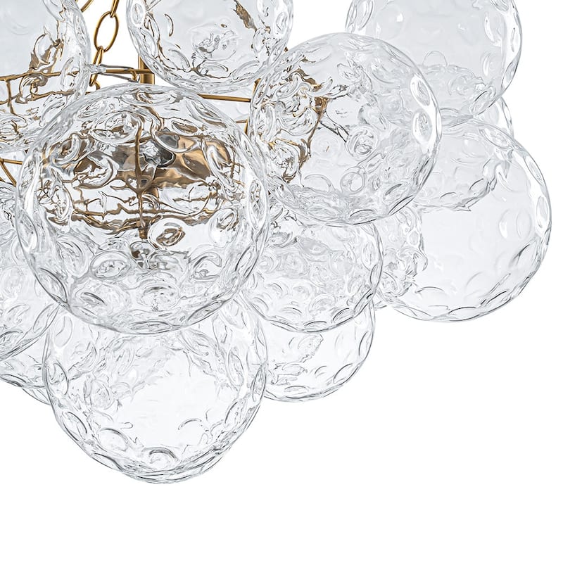 Luxury Brass Hammered Water Glass Globe Cluster Bubble Chandelier