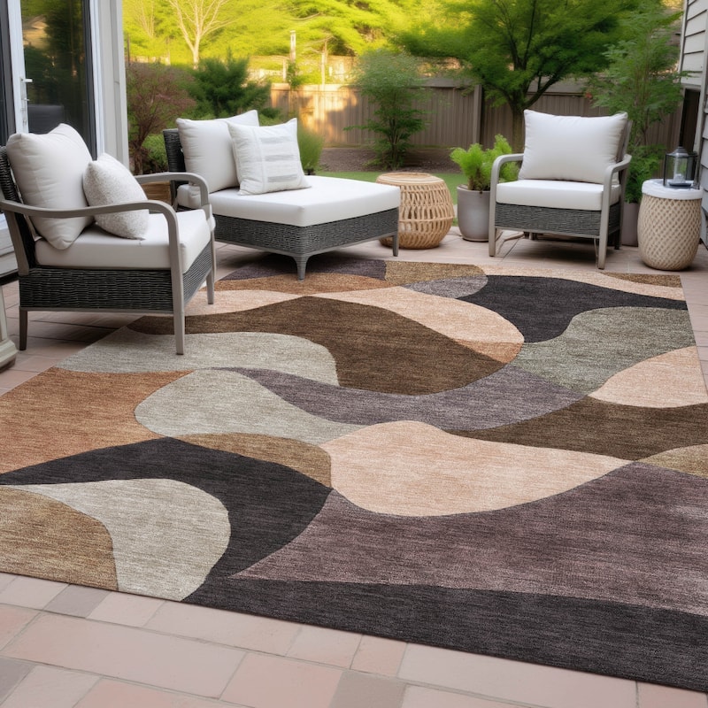 Machine Washable Indoor/Outdoor Modern Century Chantille Rug