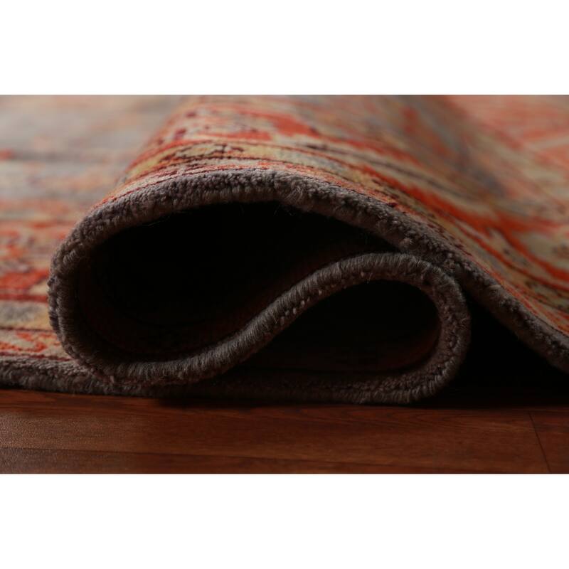 All-Over Gray Oushak Indian Large Rug Hand-Knotted Wool Carpet - 11'11" x 14'7"