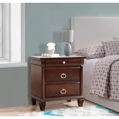 Cappuccino Finish Nightstand with 2 Drawers, Transitional Bedside Table for Bedroom Storage, Organization and Decor