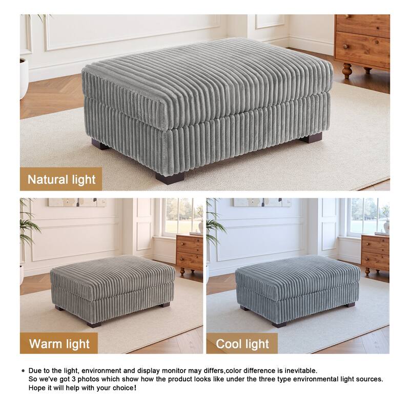 41" W Plush Corduroy Upholstered Rectangular Ottoman