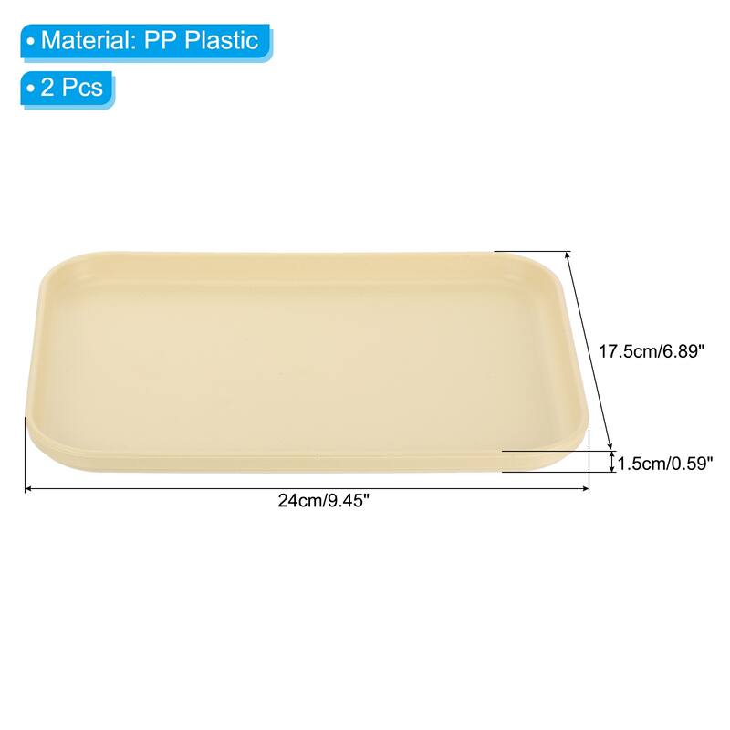 Fast Food Tray, 2 Pack PP Plastic Reusable Serving Tray - Beige - 9x7"