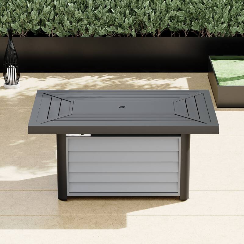 Corvus Wevok Rectangle Aluminum Propane Fire Pit Table
