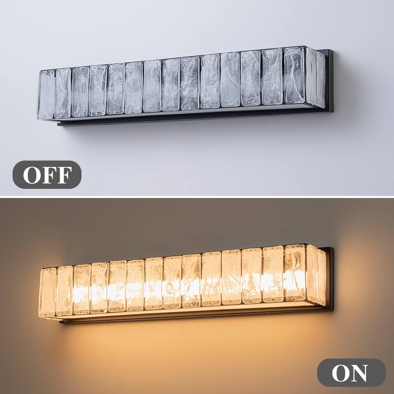 Modern Linear LED Wall Sconce with White Cloud Glass - W24.8" × D4.3" × H4.7"