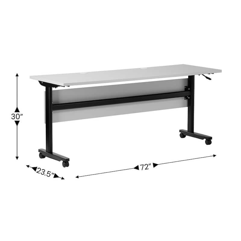 Commercial Nesting Flip Training Table with Steel Frame and T-Legs - 23.5"W x 72"D x 30"H