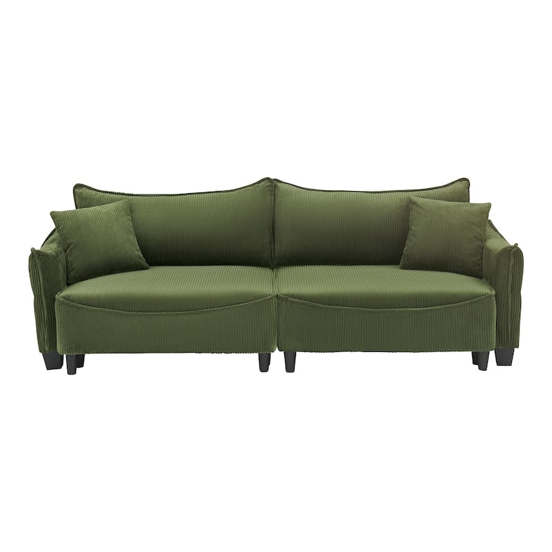 87.79" Modern Folding Sofa Bed for Living Room with Storage and Throw Pillows