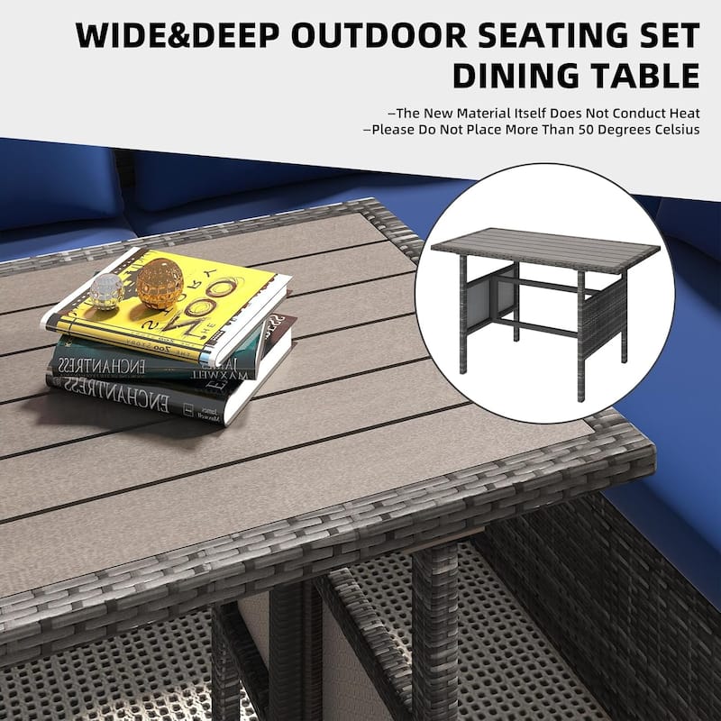 AECOJOY 7 Pieces Patio Furniture Set Outdoor Sectional Sofa Rattan Conversation Set