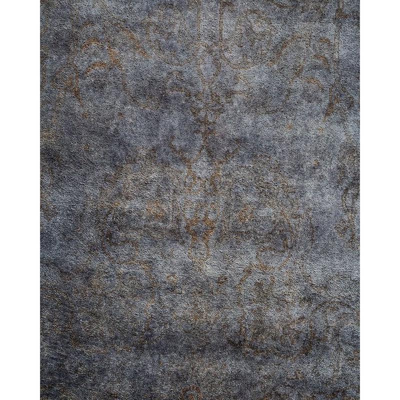 Overton Hand Knotted Wool Vintage Inspired Modern Contemporary Overdyed Gray Area Rug - 5' 3" x 8' 2"