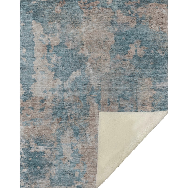Premium Machine Washable Abstract Modern Sherpa Throw Blanket
