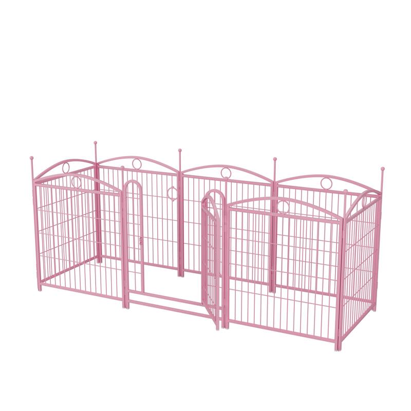 Dog Playpen 32 inch 8 Panels Metal Dog Pen Pet Dog Fence with Doors, Heavy Duty Dog Fence Puppy Pen Foldable Pet Exercise Pen
