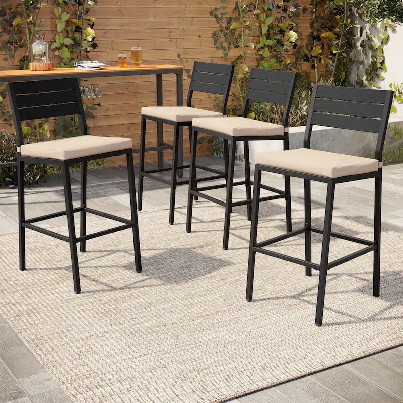 Pellebant Outdoor 2 or 4PCS Barstools with Cushion - 15.9 in D x 17.3 in W x 40.2 in H