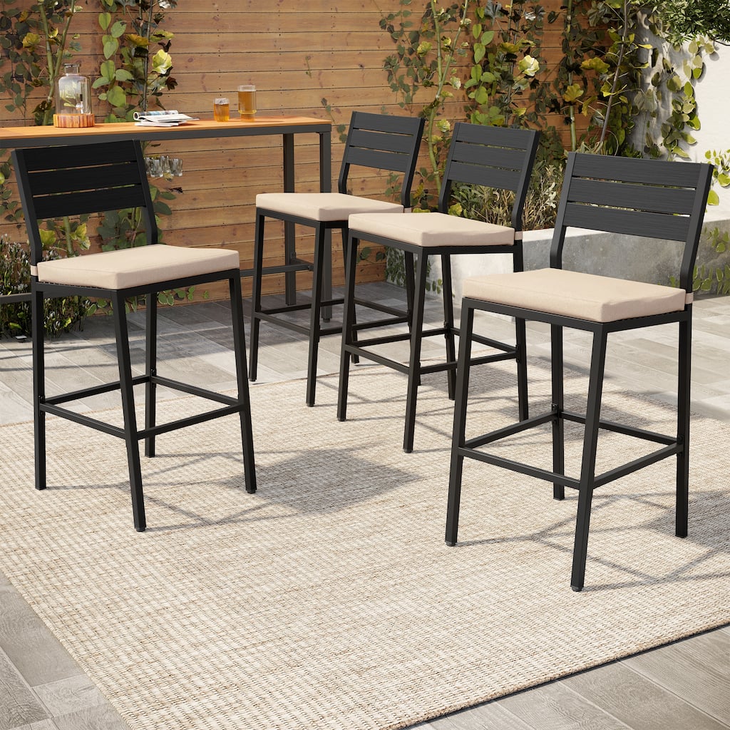 Pellebant Outdoor 2 or 4PCS Barstools with Cushion - 15.9 in D x 17.3 in W x 40.2 in H