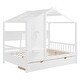 preview thumbnail 4 of 34, Wooden House Bed with Roof, 2 Drawers, and Storage Shelf