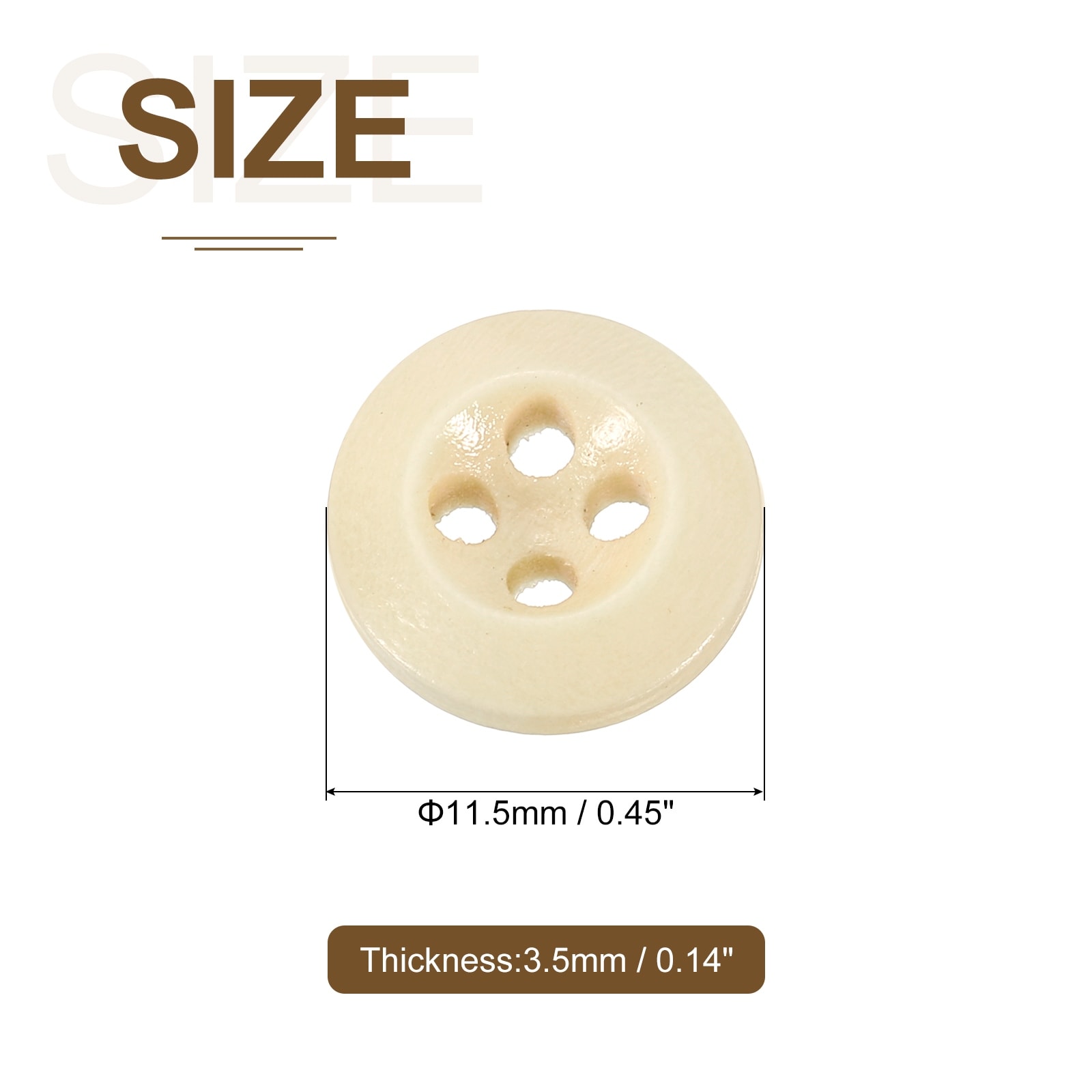Wooden Buttons, 4 Hole Round Wood Sewing Button Craft for Sewing DIY Craft