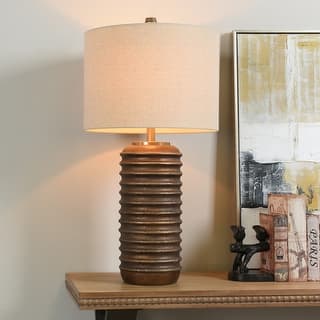 StyleCraft Ella - Transitional Table Lamp - Bronze Oak - Oatmeal Shade