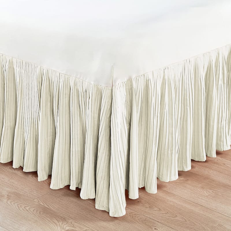 Home Soft Things Pleated Bed Skirt - 60" x 80" + 18" - Antique White