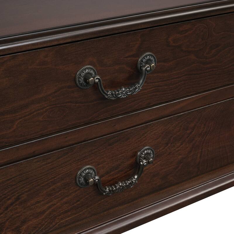 43"Retro Curved Wood Console Table with 3 Drawers and Storage Shelf