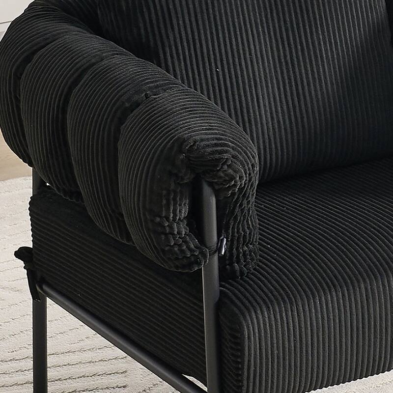 Black Simple Side Chair Office Chair Coffee Chair with Metal Legs, Padded Chair Reception Chair